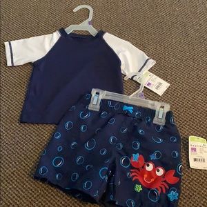Boys swim trunks w/ swim shirt 12month.